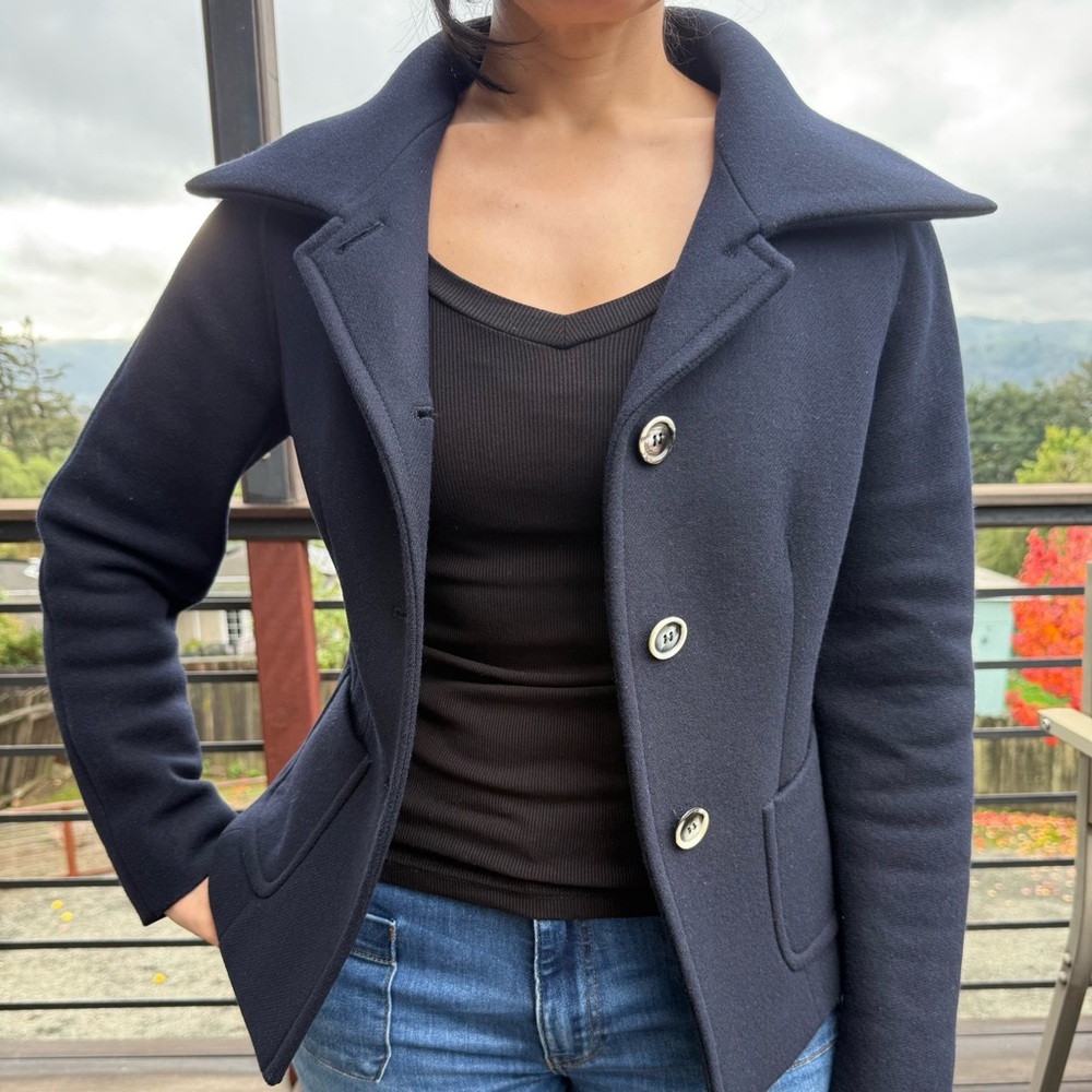 MaxMara Women's dark Navy Pea Coat - Picture 5 of 8